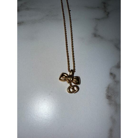 Christian Dior Bow & Logo Necklace in Gold-Tone - Picture 3 of 4